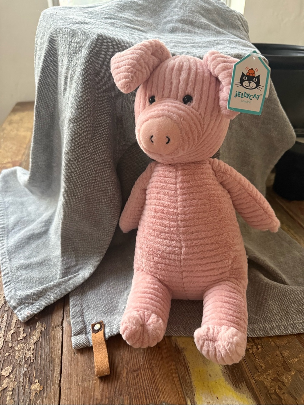 NWT RARE Jellycat Pink Quaxy Pig Plush Ribbed RETIRED Stuffed Animal Toy